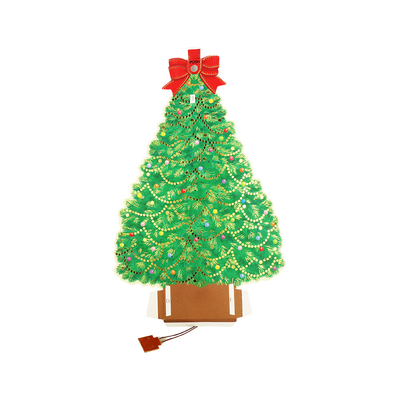 Christmas Tree Shaped Greeting Card Sound Module 4C Printing With AG10 Battery